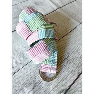 Three Chickadees preppy seersucker belt L